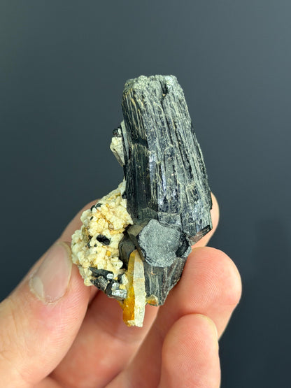 Black Schorl Tourmaline With Albite