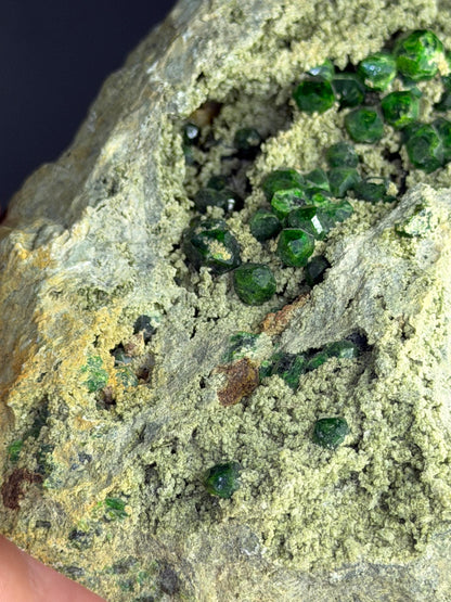 Green Demantoid Garnet On Matrix