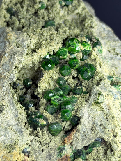 Green Demantoid Garnet On Matrix