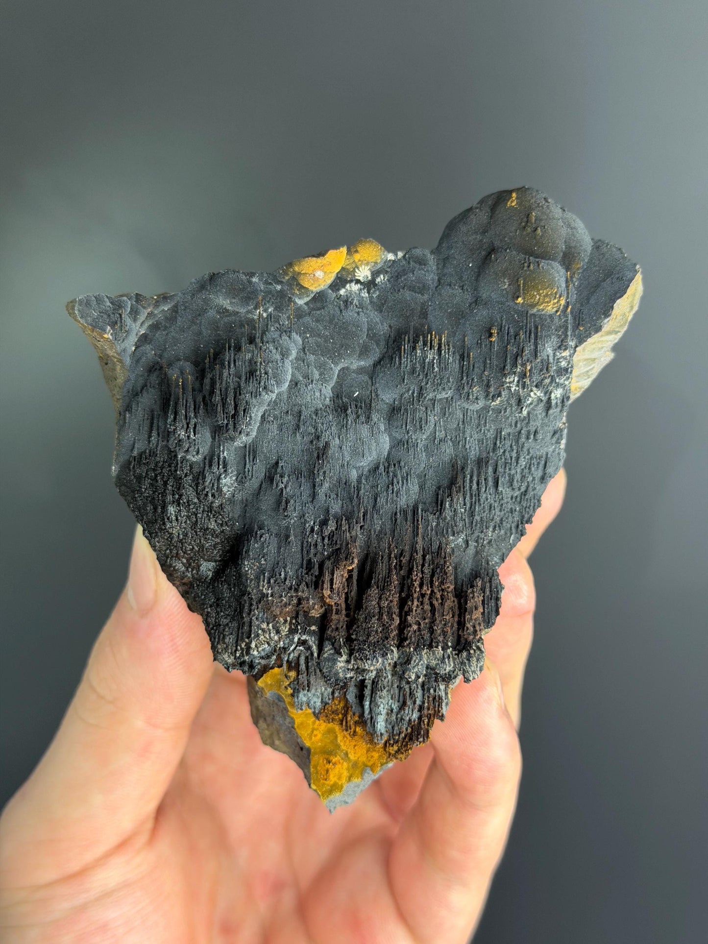 Museum Quality, Limonite And Specularite With Velvet Stalactite Goethite