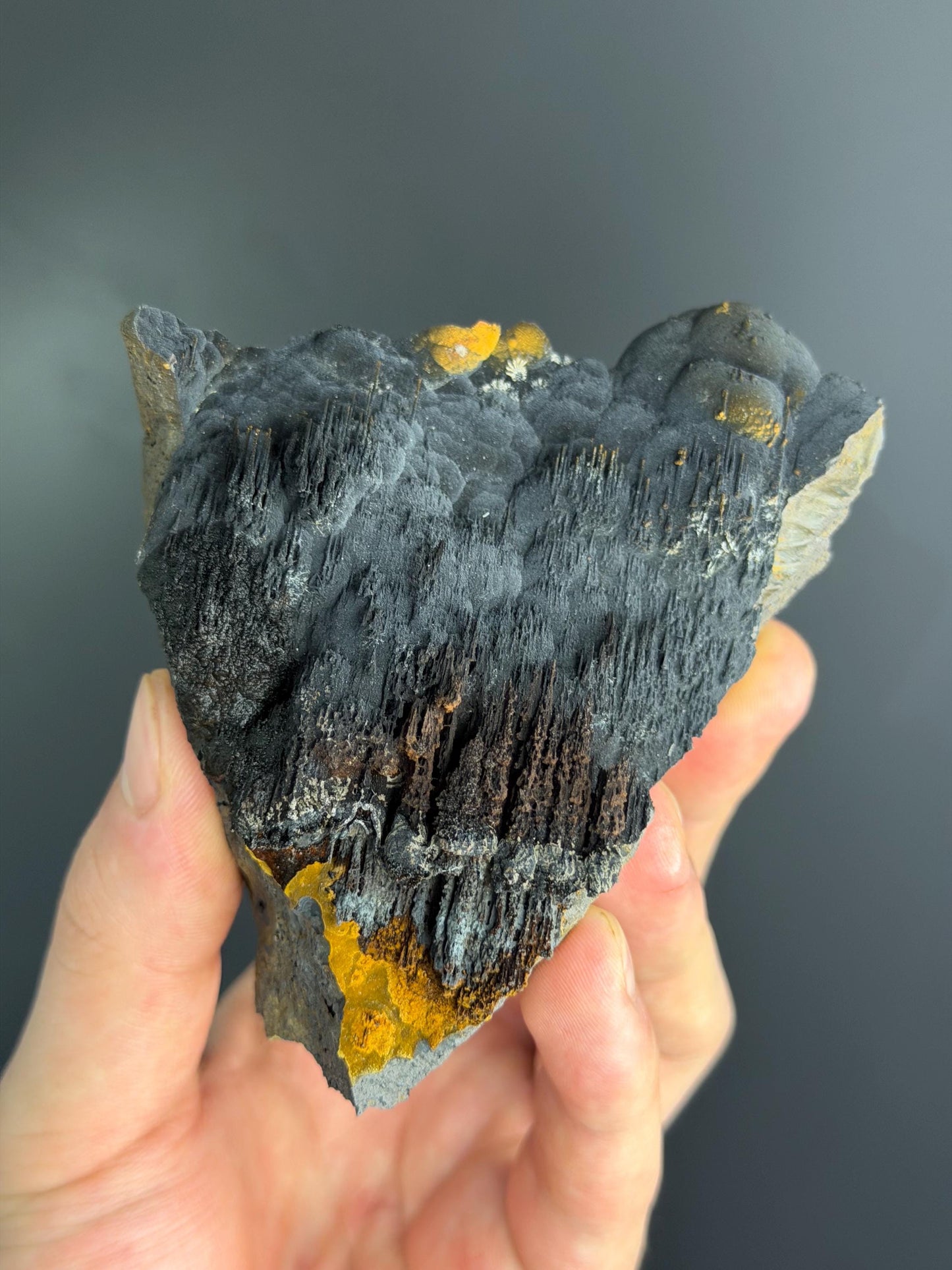 Museum Quality, Limonite And Specularite With Velvet Stalactite Goethite