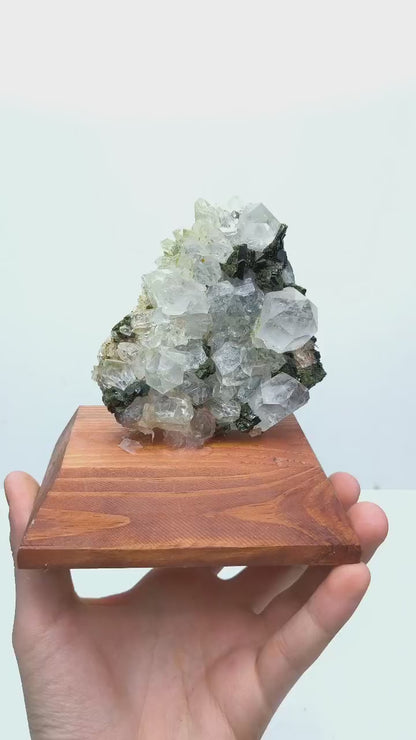 2 Side Epidote Quartz With Wood Stand