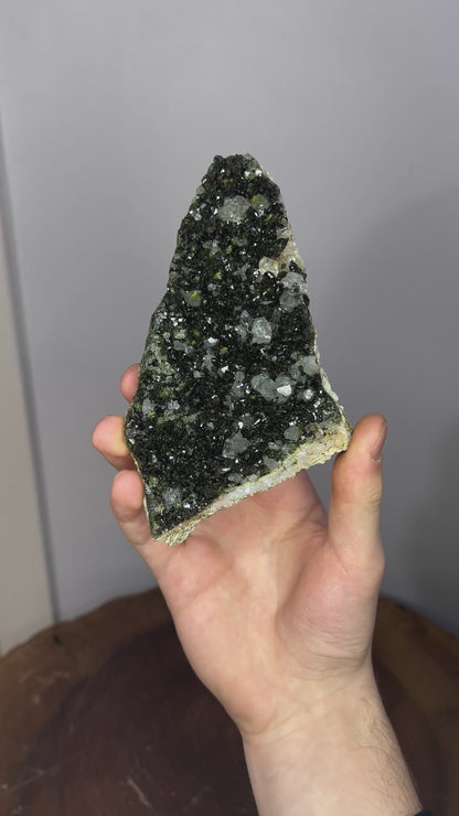 Very Special Formation! Black Epidote With Green Epidote Quartz