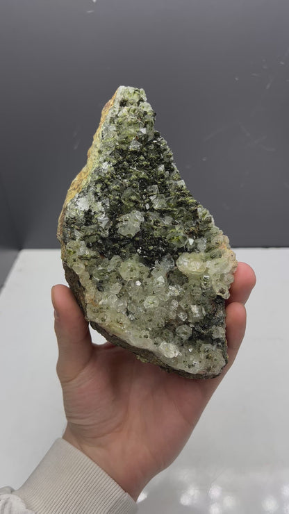 Black Epidote And Green Epidote With Lodolite Quartz