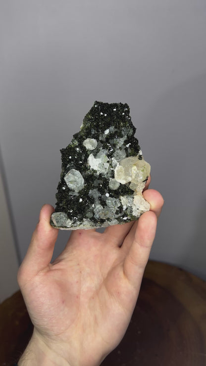 Black And Green Epidote With Quartz