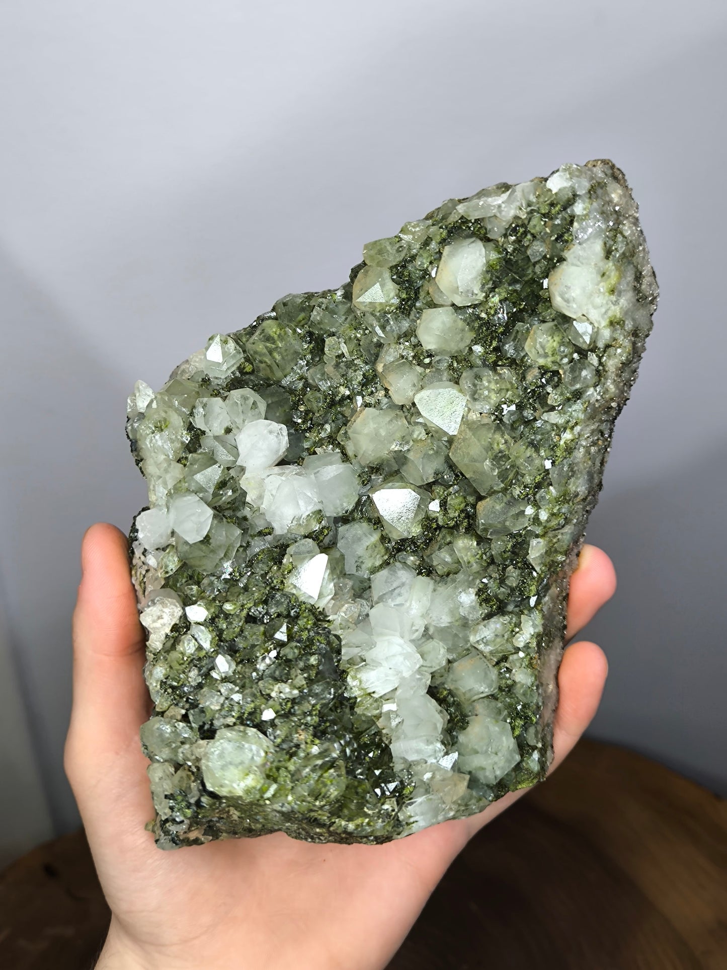 Very Special! Green Epidote With Lodolite Quartz