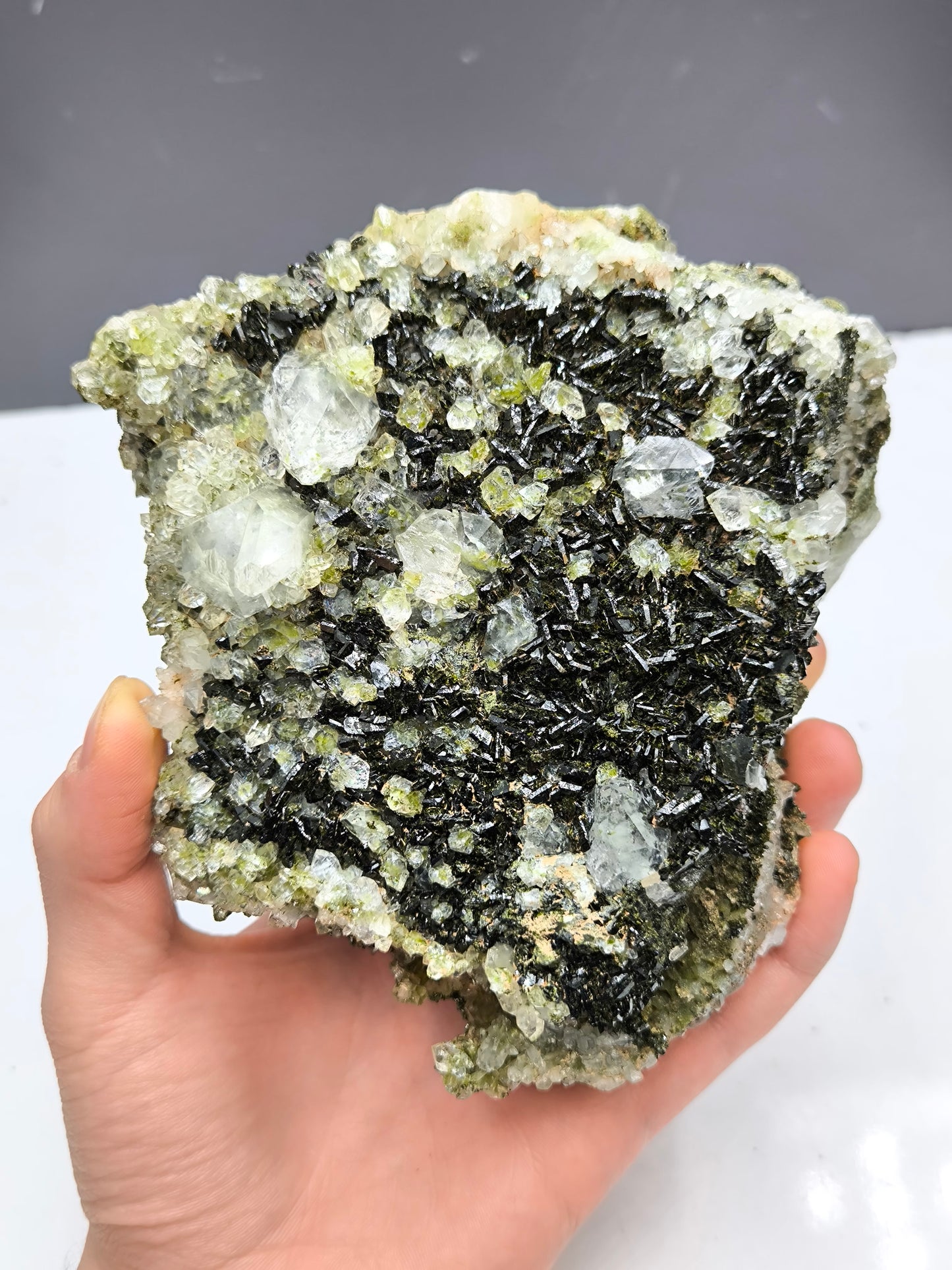 Very Special!! 2 Sided Black Epidote And Chlorite Quartz