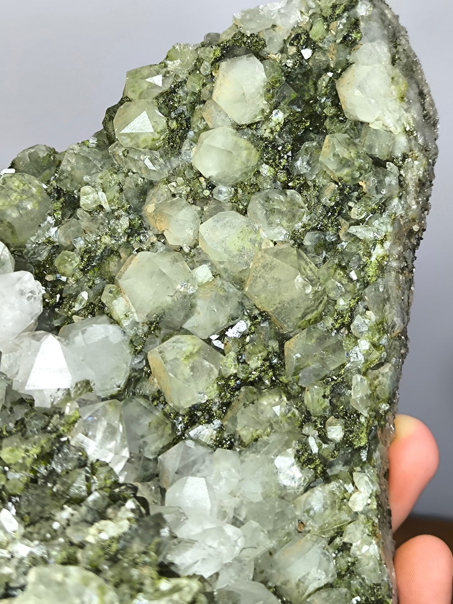 Very Special! Green Epidote With Lodolite Quartz