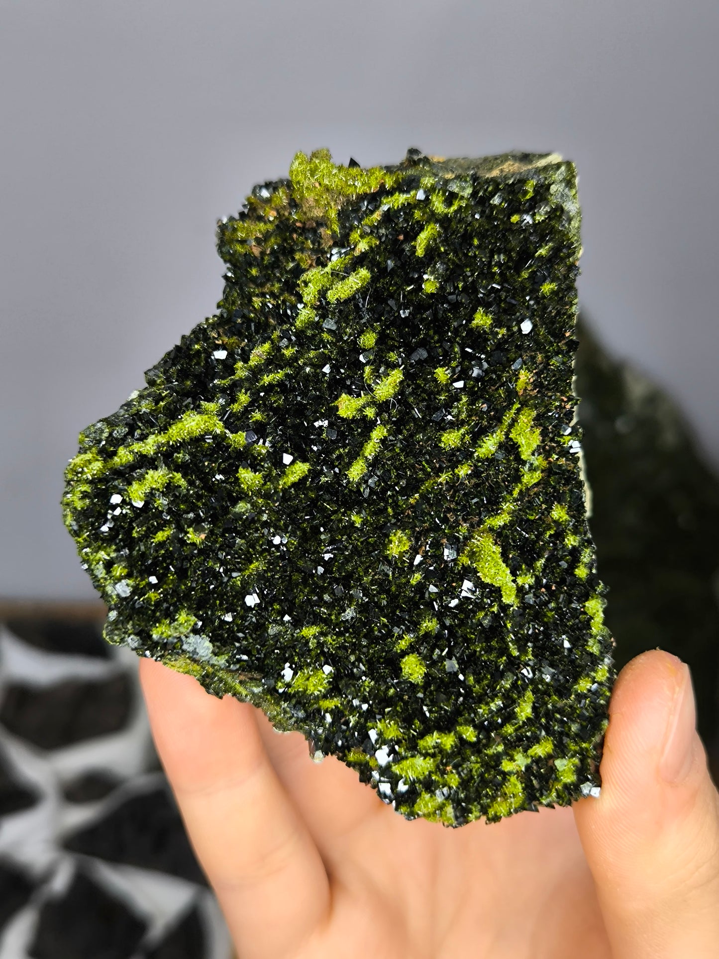 Light Green And Dark Epidote Quartz