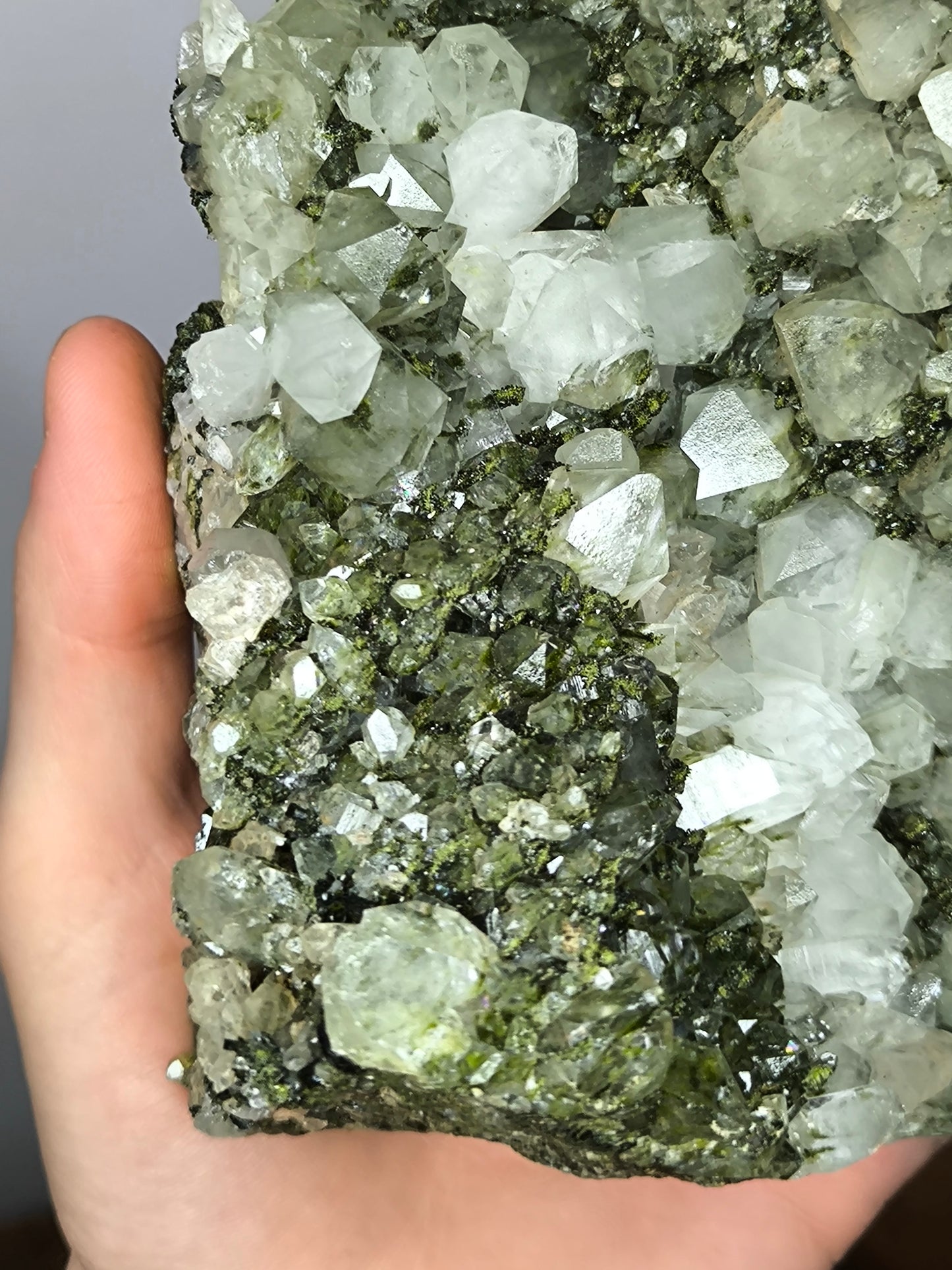 Very Special! Green Epidote With Lodolite Quartz